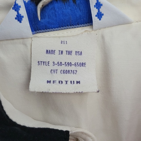 Roper Womens Western Shirt Red Suede Yoke Pearl Snaps Ivory Long Sleeve Medium - Picture 10 of 12